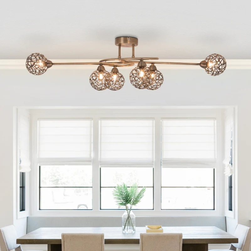 Ronda 6 Light Antique Brass with Mesh Ball Shade - Image 2