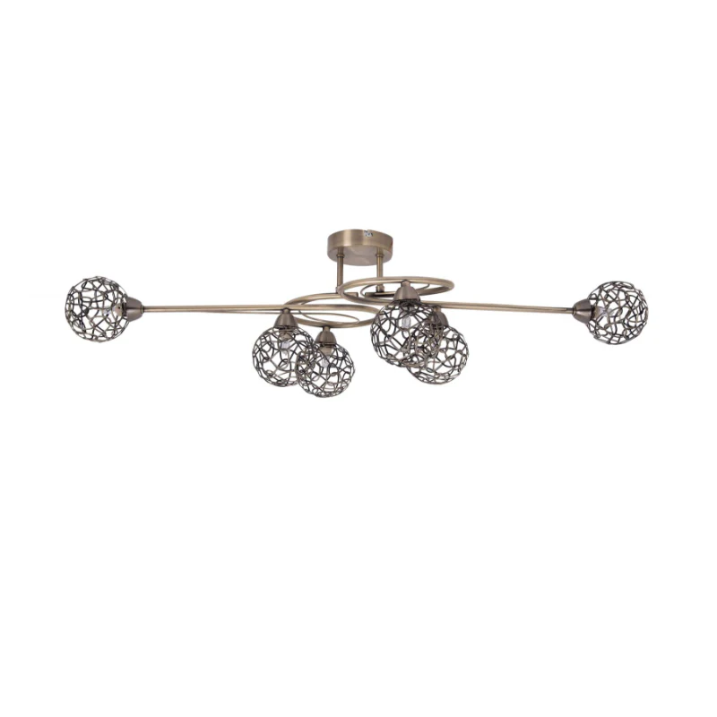 Ronda 6 Light Antique Brass with Mesh Ball Shade - Image 3