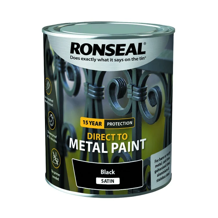 Ronseal Direct To Metal Black Satin 750Ml