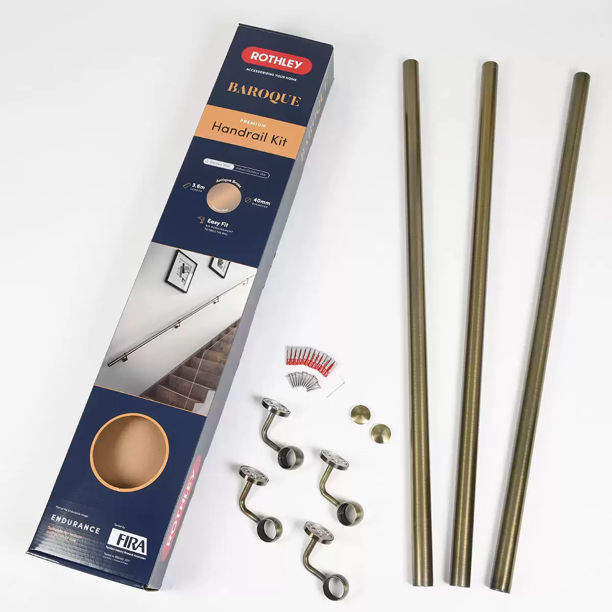 Rothley Baroque Antique Brass Handrail Kit - Image 2