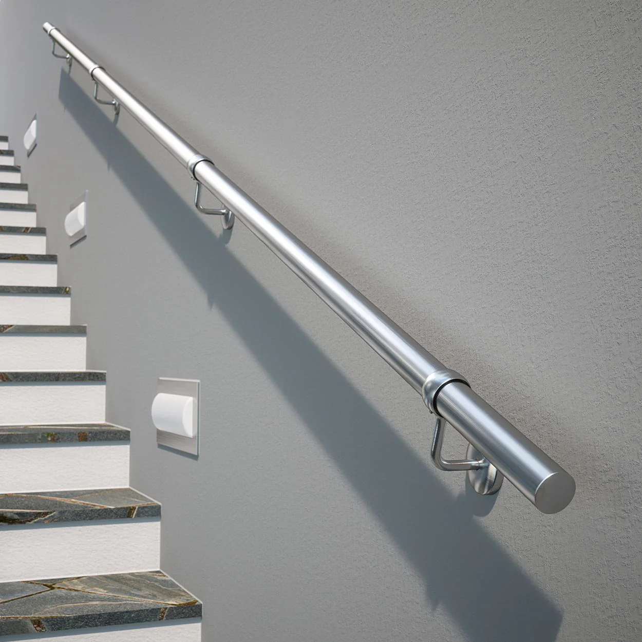 Rothley Baroque Brushed Stainless Steel Handrail Kit