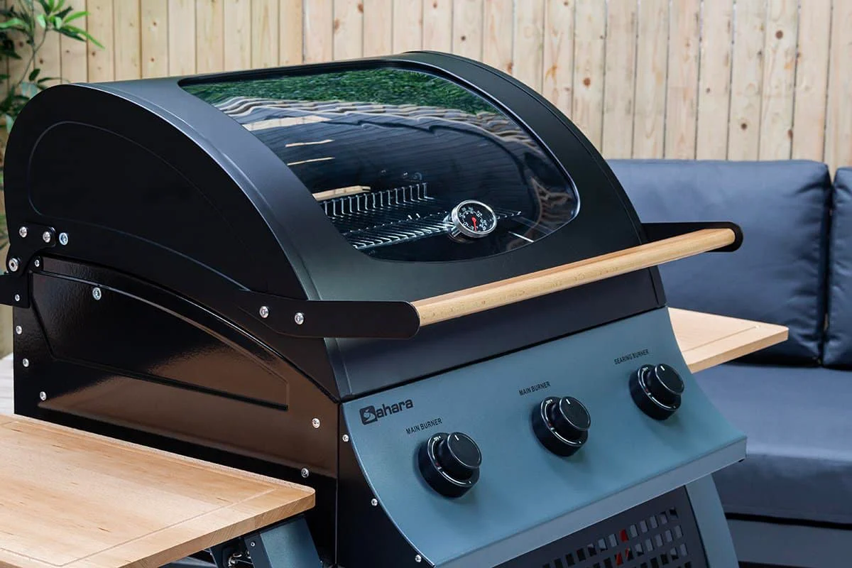 Sahara S350 3 Burner Gas Barbecue in Smokey Teal - Image 4