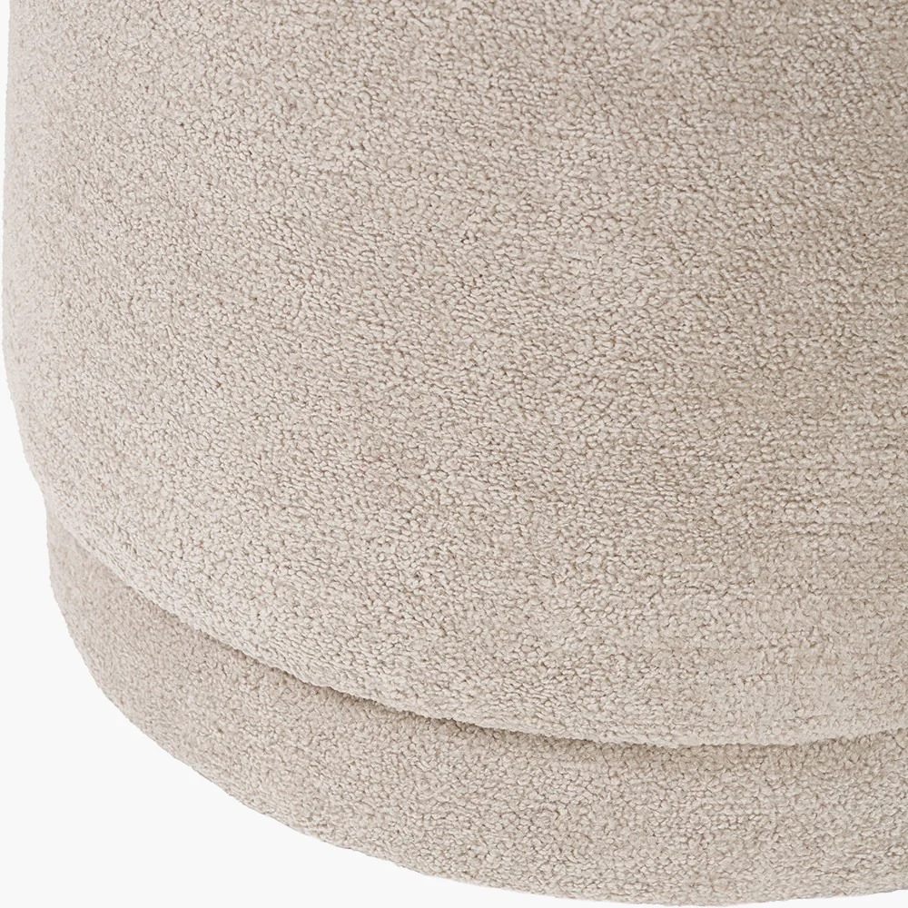 Sassari Taupe Teddy Fabric Cylinder Pouffe - Image 4