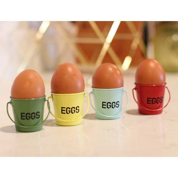 Set of 4 Bucket Egg Cups - Pastel Colours - Image 2