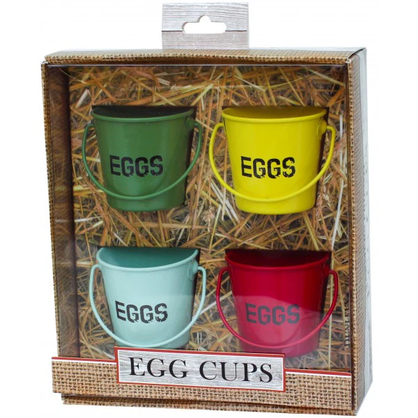 Set of 4 Bucket Egg Cups - Pastel Colours - Image 3