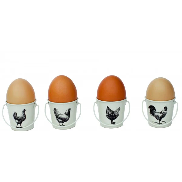 Set of 4 Bucket Egg Cups - Cockerel