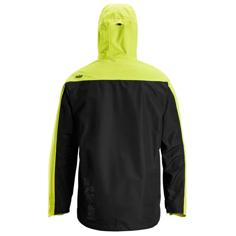 Snickers 1303 AllroundWork Shell Jacket | Black & Neon Yellow - Image 2