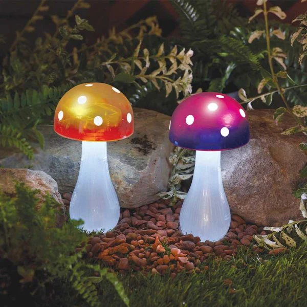 Solar Garden Button Shroom Stake Light - Assorted