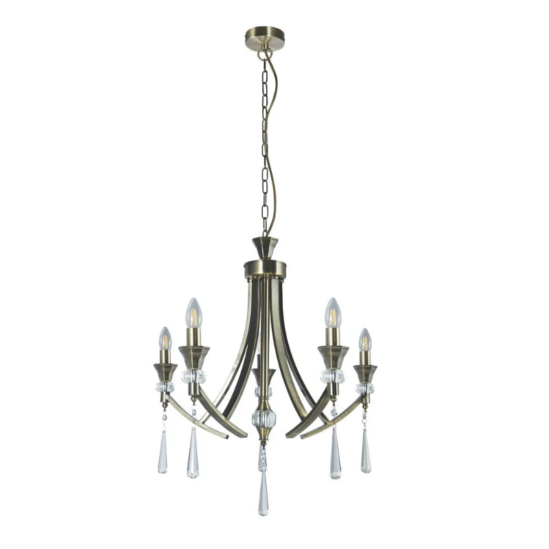 Sophia 5 Light Crystal Ceiling Light Antique Brass - Image 2