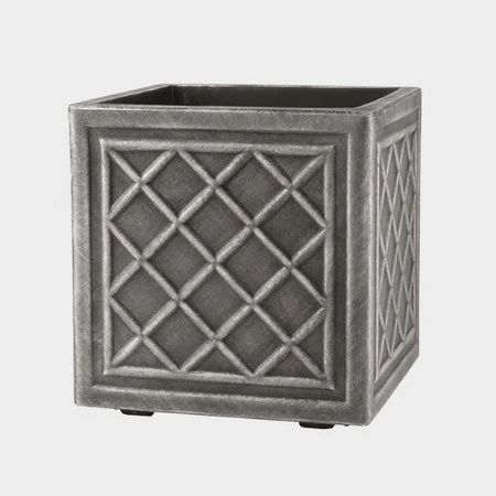 Square Lead Effect Planter – 32cm, Pewter