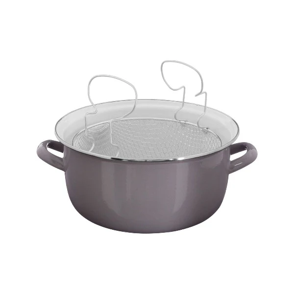 Telo Enamel Deep Fat Fryer Grey - Image 2