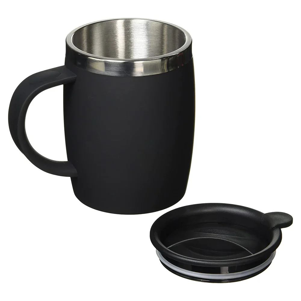 ThermoCafé Thermos Insulated Travel Mug – Black Soft Touch, Twist Lock Lid - Image 2