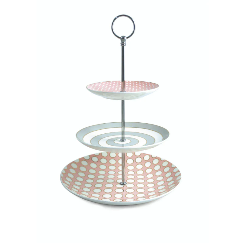Tipperary Crystal Spots & Stripes 3 Tier Afternoon Teacake Stand
