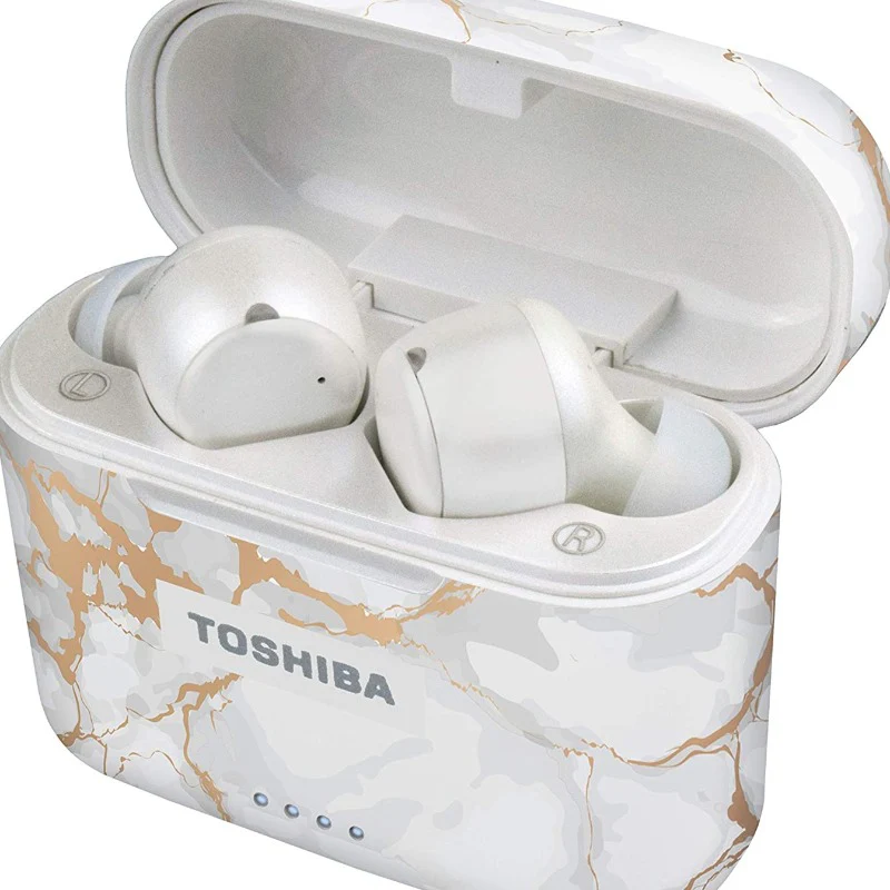 Toshiba Air Pro 2 True Wireless Stereo Earphones with Qi Wireless Charging, Rose Gold Marble (RZE-BT750E) - Image 2