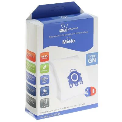 VACSPARE MIELE microfiber pack of 5 vacuum cleaner bag (type GN) - Image 3