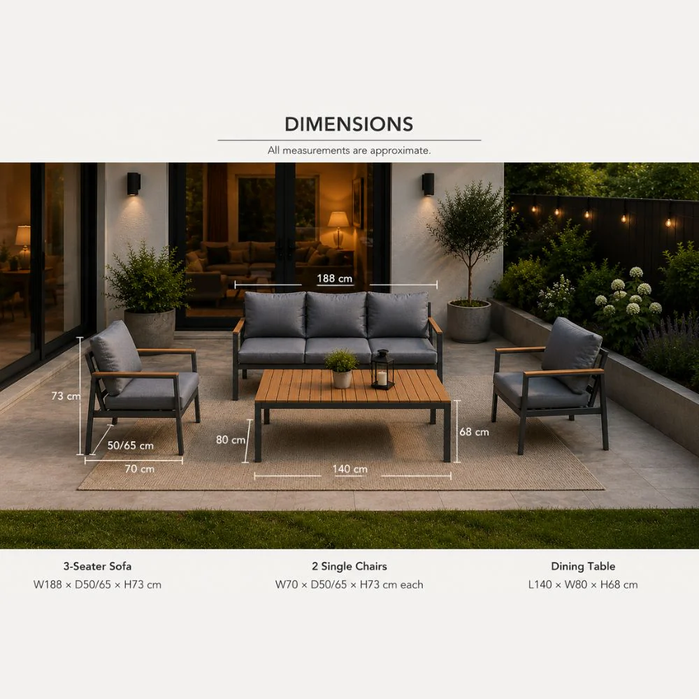 Vila Dining Set with Sofa & Two Chairs - Image 2