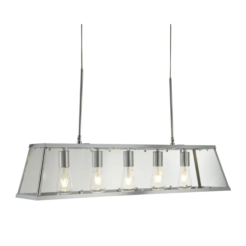 VOYAGER 5LT BAR CEILING PENDANT - CHROME & GLASS