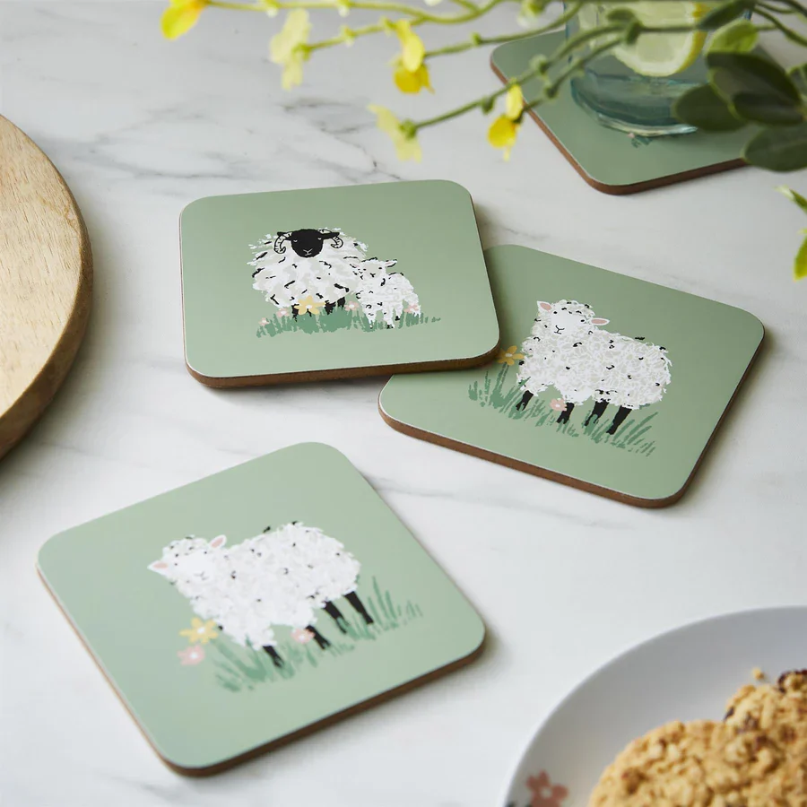 Woolly Sheep Coaster 4Pck