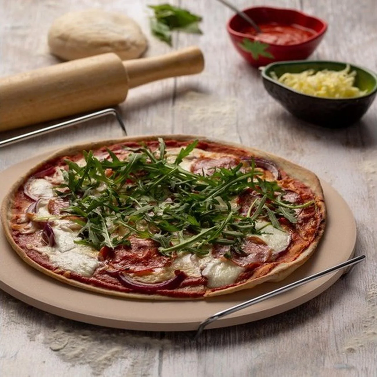 Typhoon Pizza Stone With Serving Rack 13 Inch - Image 2