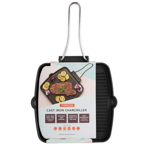 Typhoon World Foods 26.5cm Cast Iron Square Chargriller