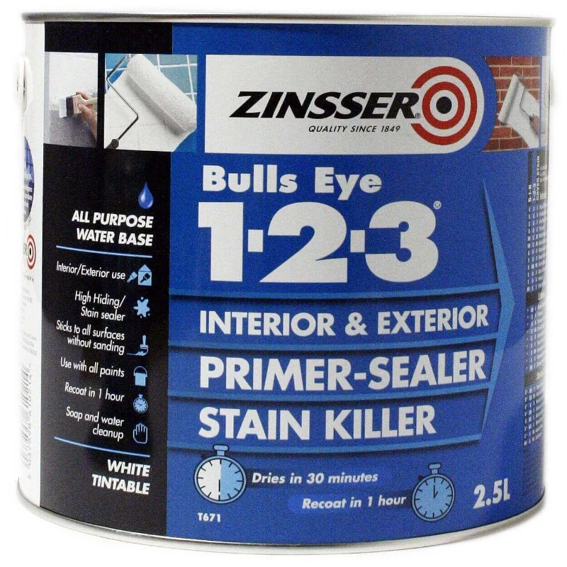 Zinsser BULLS EYE 123 Interior Exterior Primer & Sealer Paint - Image 3