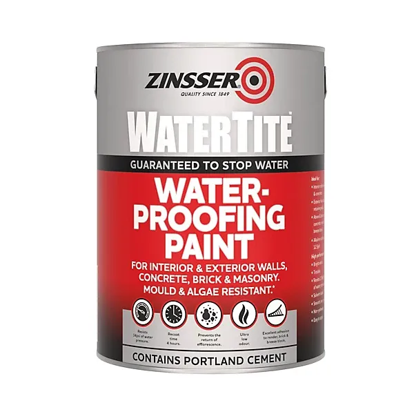 Zinsser Watertite White Matt Interior & exterior Waterproofing paint, 5L - Image 2
